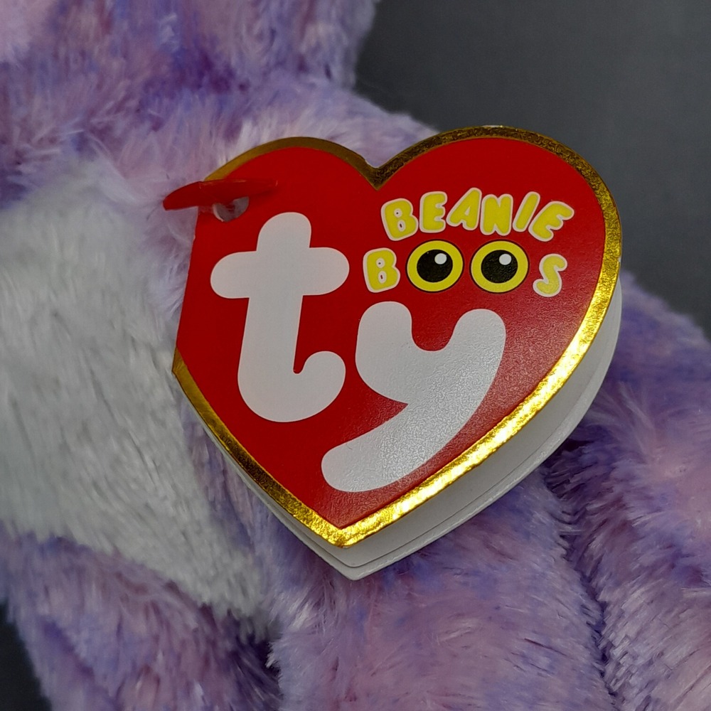 Ty Beanie Boos Cassidy Lavender Cat Purple Glitter Eyes Plush 6 inch NWT - Picture 7 of 8